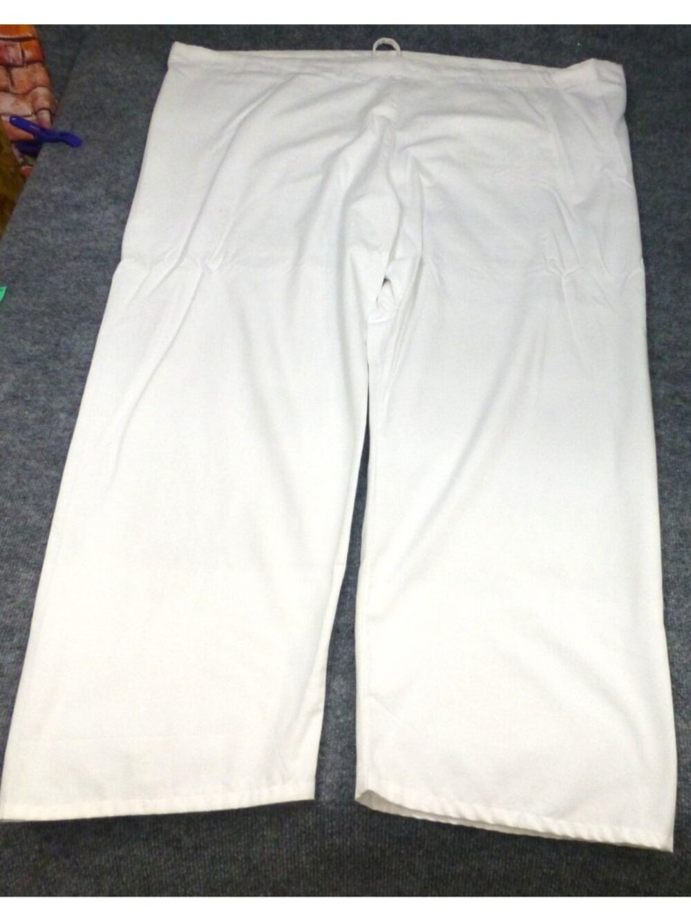 AMS White Unisex 5XL Cotton-Polyester Scrub Pants With Pocket 30" Waist 34" Inse